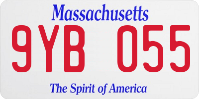 MA license plate 9YB055