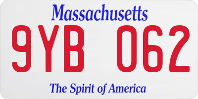 MA license plate 9YB062