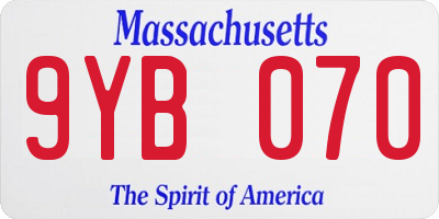 MA license plate 9YB070