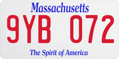 MA license plate 9YB072