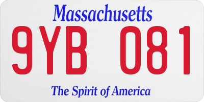 MA license plate 9YB081
