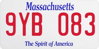 MA license plate 9YB083