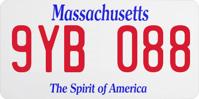 MA license plate 9YB088