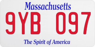 MA license plate 9YB097