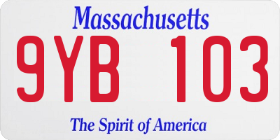 MA license plate 9YB103