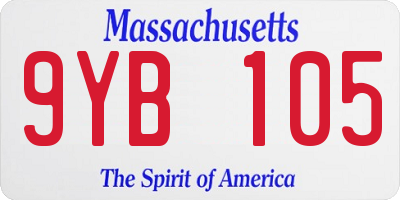 MA license plate 9YB105