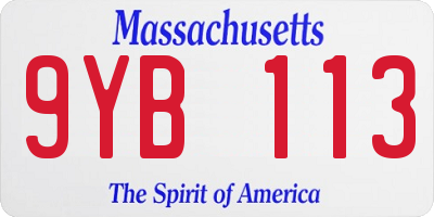 MA license plate 9YB113