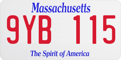 MA license plate 9YB115