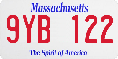 MA license plate 9YB122