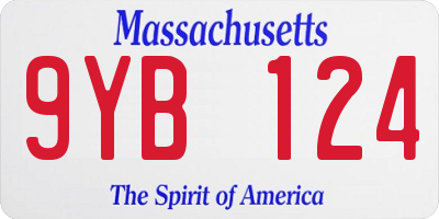 MA license plate 9YB124
