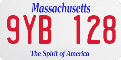 MA license plate 9YB128