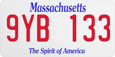 MA license plate 9YB133