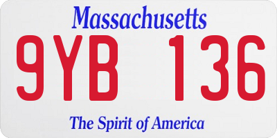 MA license plate 9YB136