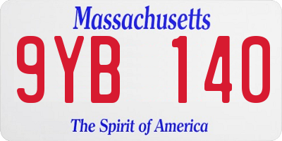 MA license plate 9YB140