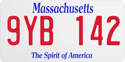 MA license plate 9YB142