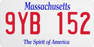 MA license plate 9YB152