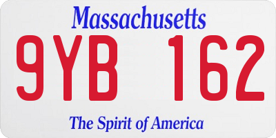 MA license plate 9YB162