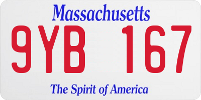 MA license plate 9YB167