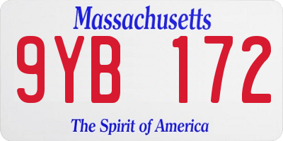 MA license plate 9YB172