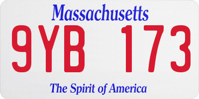MA license plate 9YB173