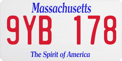 MA license plate 9YB178