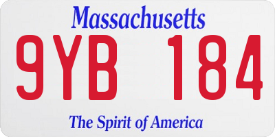 MA license plate 9YB184