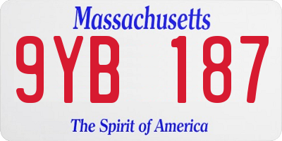 MA license plate 9YB187