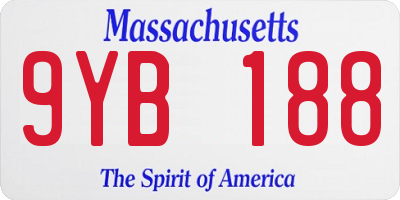 MA license plate 9YB188