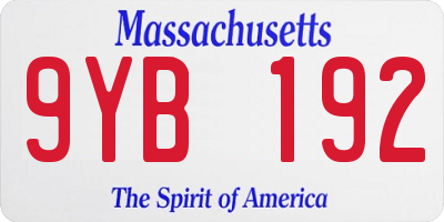 MA license plate 9YB192