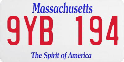 MA license plate 9YB194