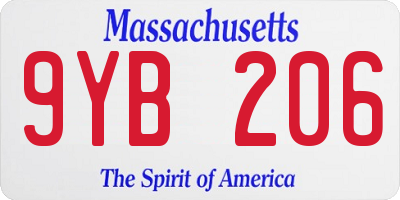 MA license plate 9YB206