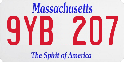 MA license plate 9YB207
