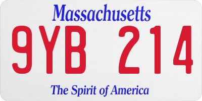 MA license plate 9YB214
