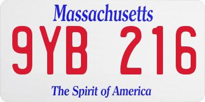 MA license plate 9YB216