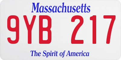 MA license plate 9YB217