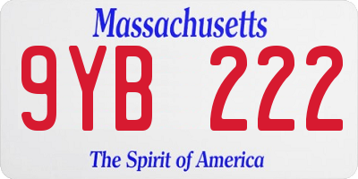 MA license plate 9YB222