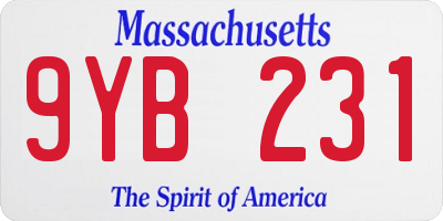 MA license plate 9YB231