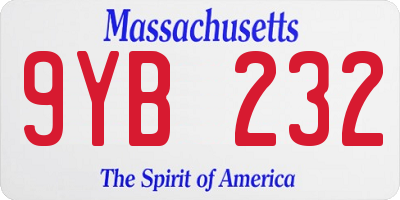 MA license plate 9YB232