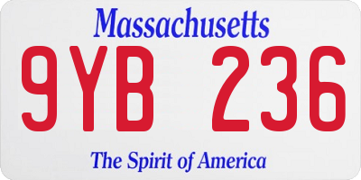 MA license plate 9YB236