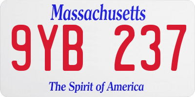MA license plate 9YB237