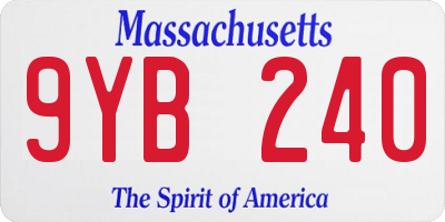 MA license plate 9YB240
