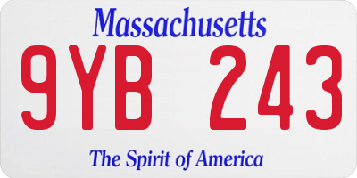 MA license plate 9YB243