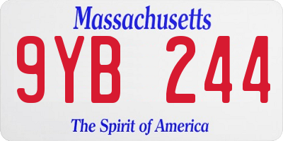 MA license plate 9YB244