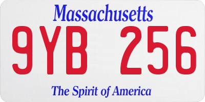 MA license plate 9YB256