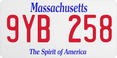 MA license plate 9YB258