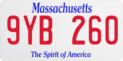 MA license plate 9YB260