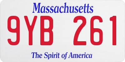 MA license plate 9YB261
