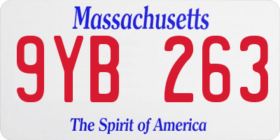 MA license plate 9YB263