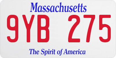 MA license plate 9YB275