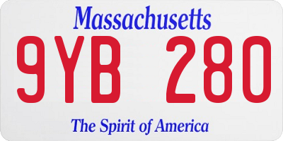 MA license plate 9YB280